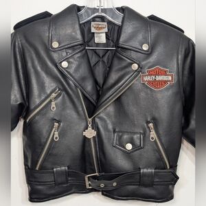 Harley-Davidson Kids Size 7 Faux Leather Motorcycle Biker Jacket Quilted Lined